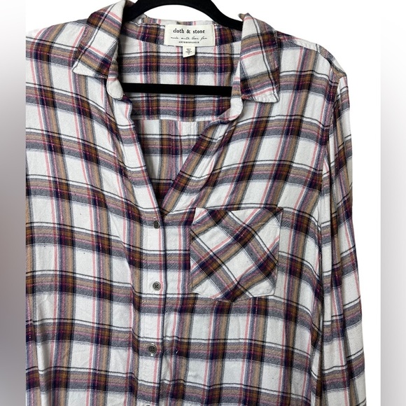 Anthropologie Cloth & Stone Eldorado Plaid Shirt Size M - Picture 5 of 8
